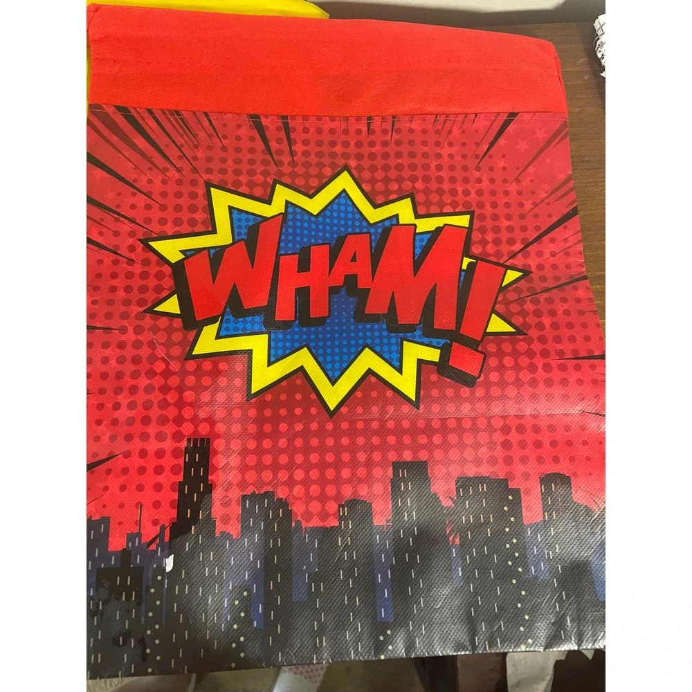 Superhero Drawstring Bag Set Comic Book Party Favors Wham Bang Poof 5 bags